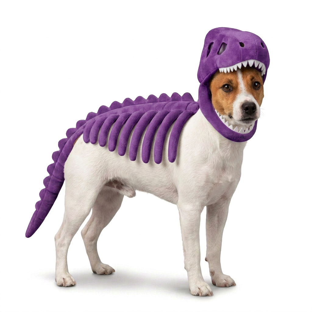 Kostium szkieletu dinozaura dla psa na Halloween