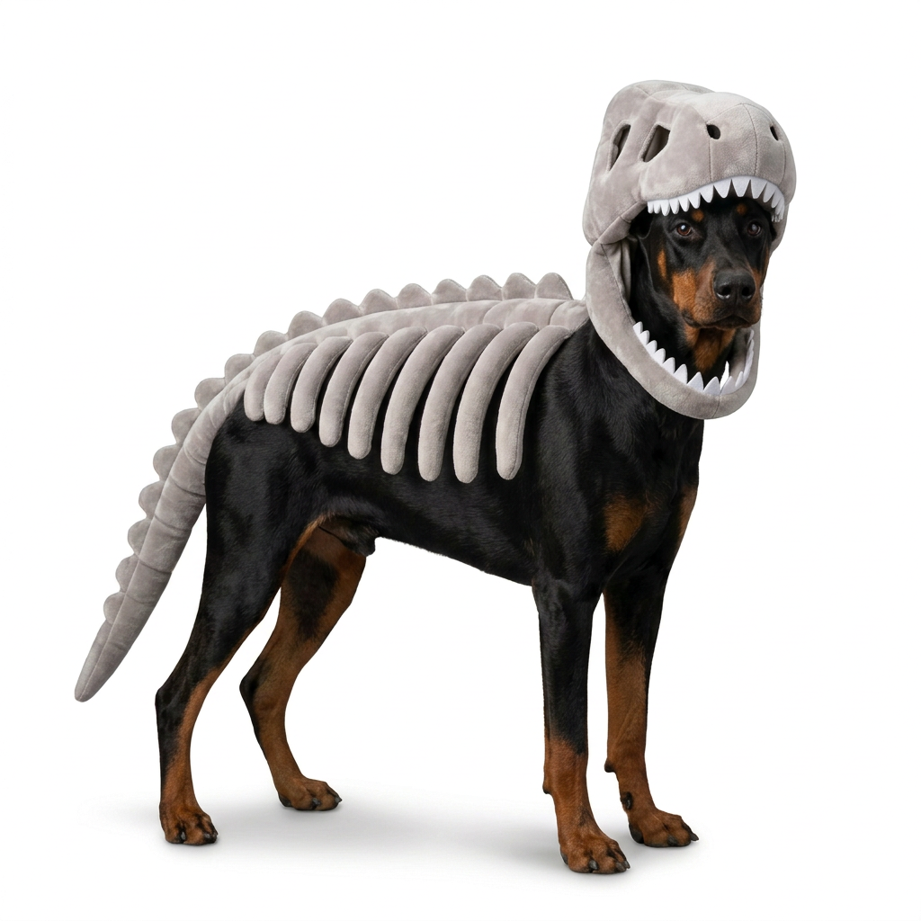 Kostium szkieletu dinozaura dla psa na Halloween