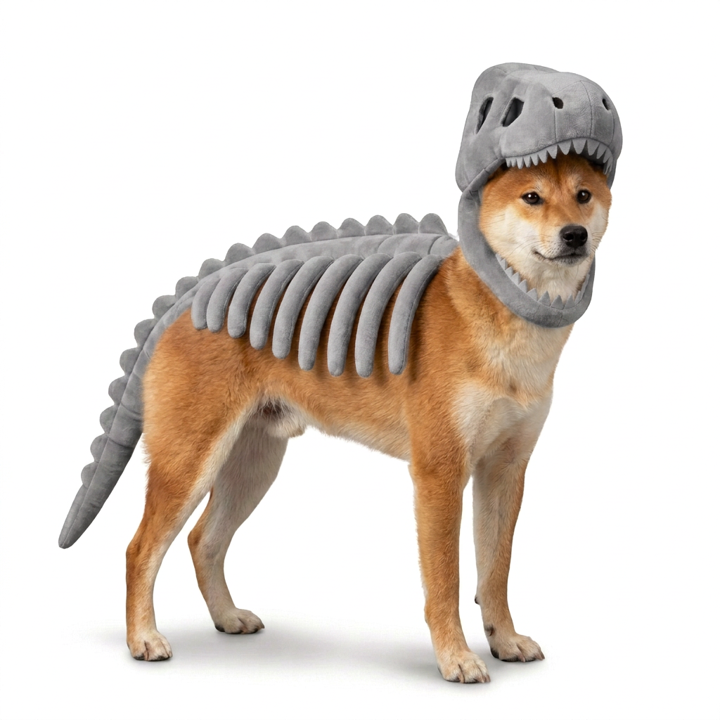 Kostium szkieletu dinozaura dla psa na Halloween