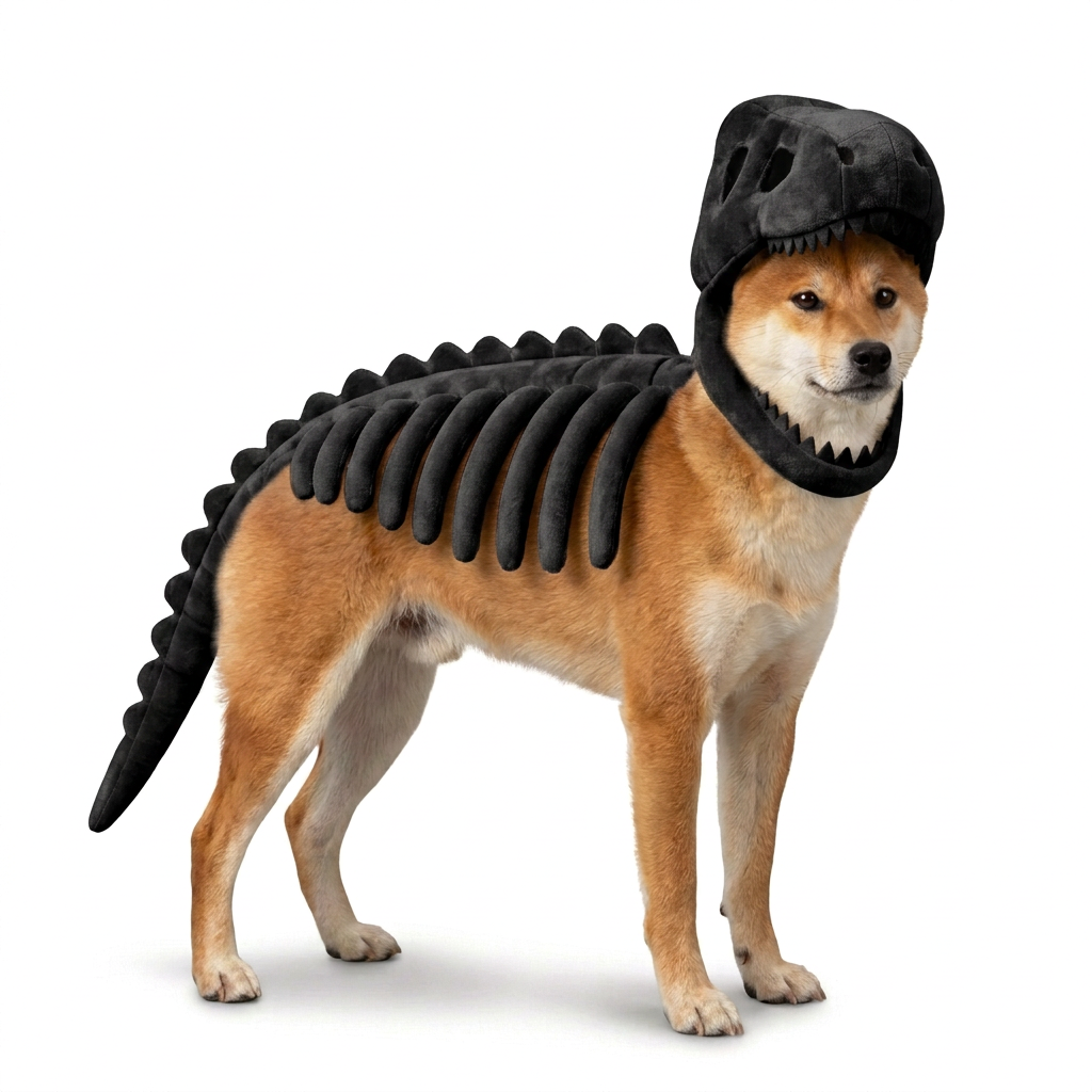 Kostium szkieletu dinozaura dla psa na Halloween