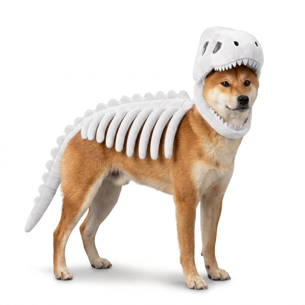 Kostium szkieletu dinozaura dla psa na Halloween