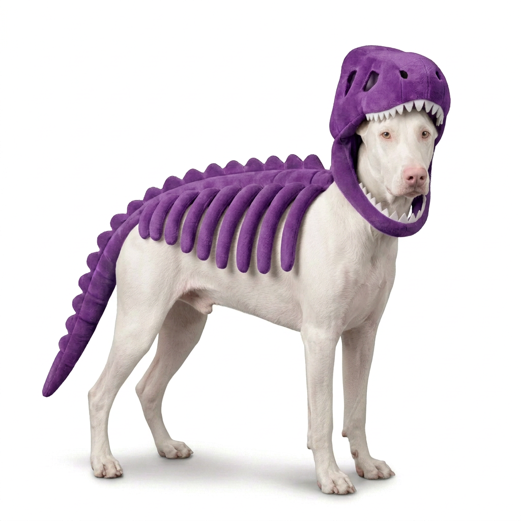 Kostium szkieletu dinozaura dla psa na Halloween