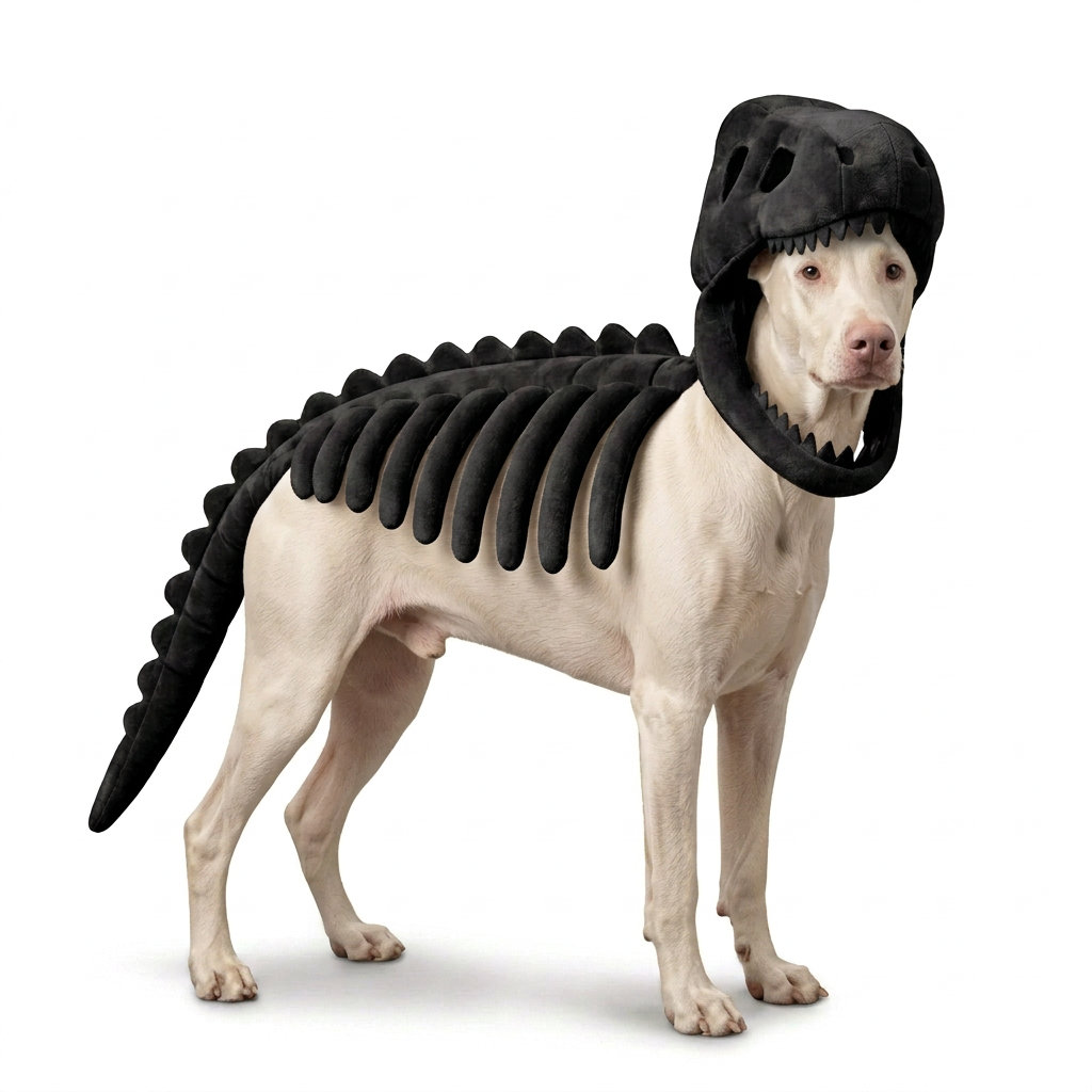 Kostium szkieletu dinozaura dla psa na Halloween