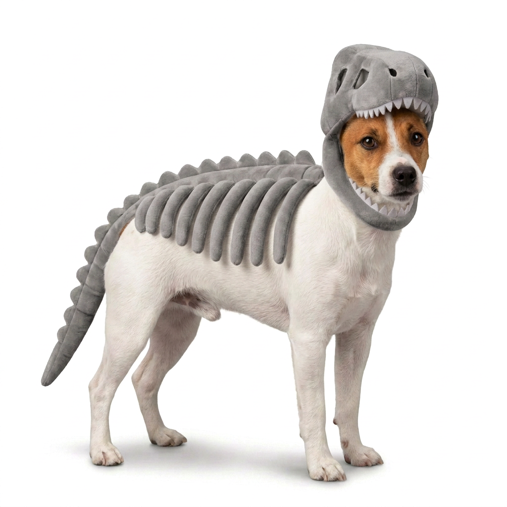 Kostium szkieletu dinozaura dla psa na Halloween