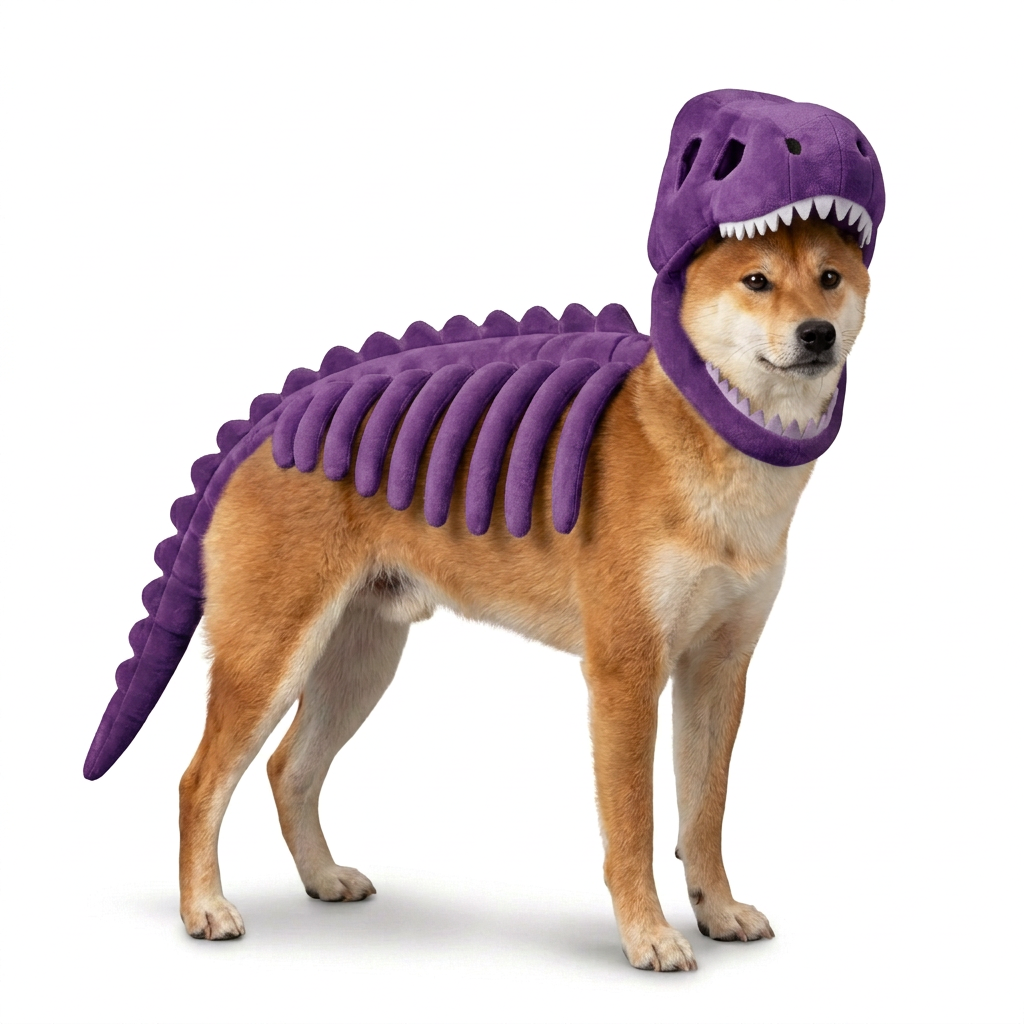 Kostium szkieletu dinozaura dla psa na Halloween