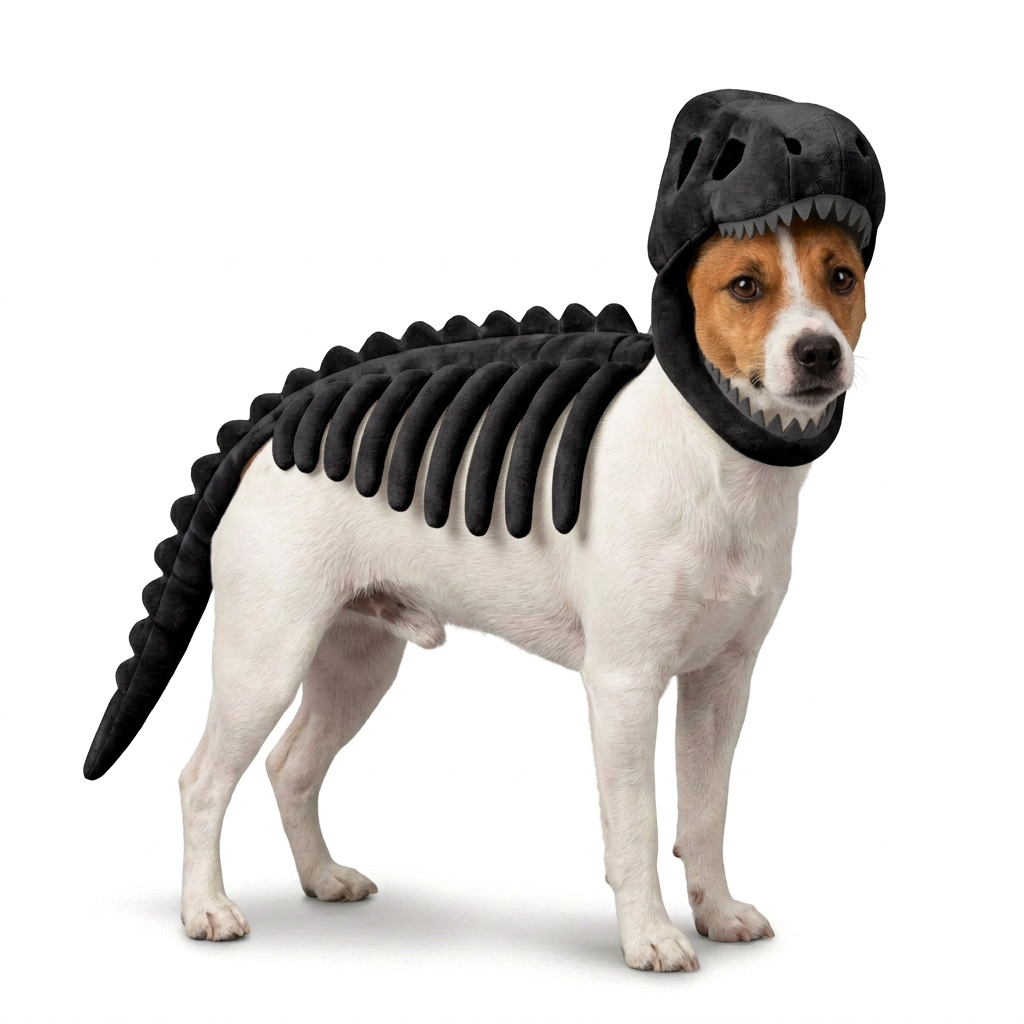Kostium szkieletu dinozaura dla psa na Halloween